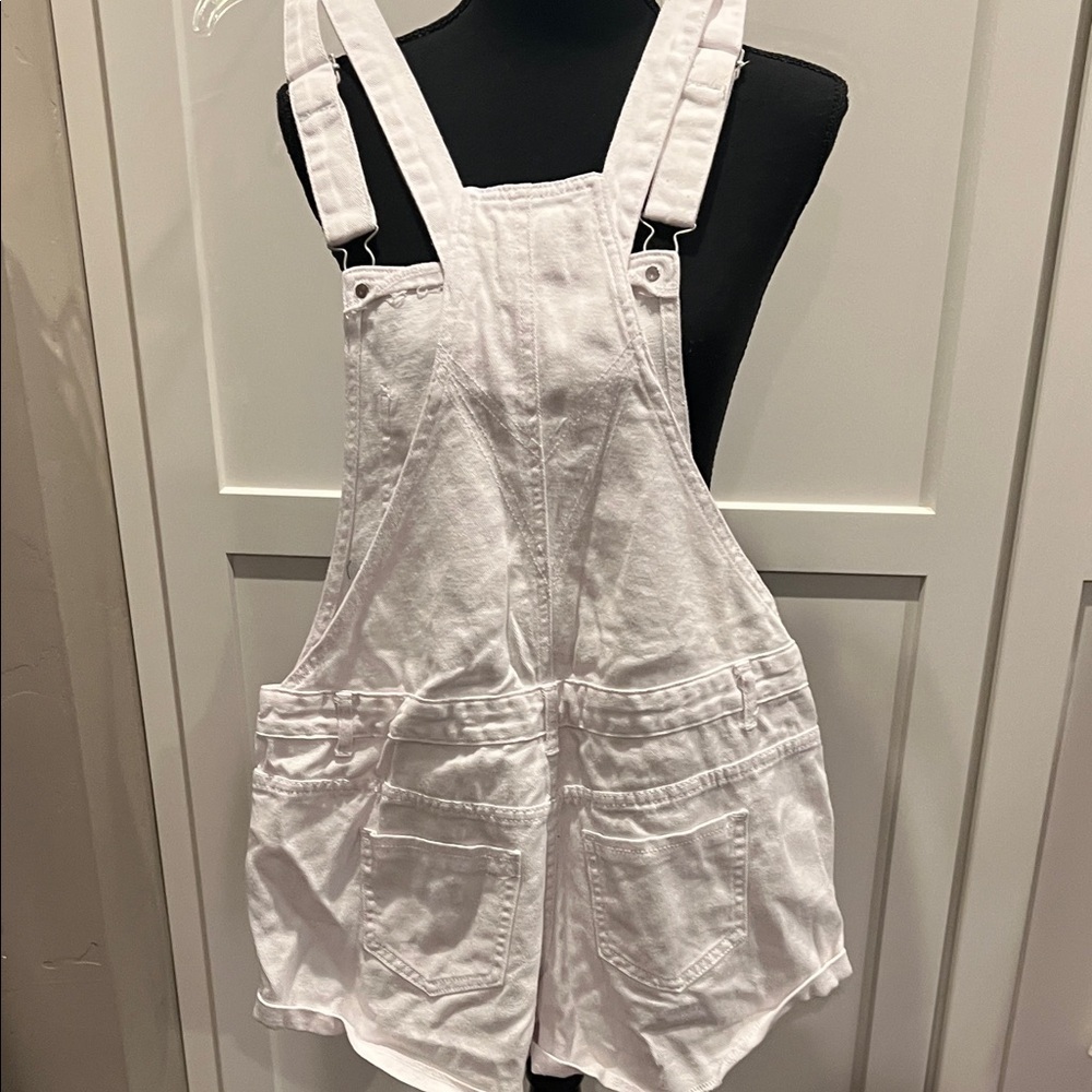 Cotton On White Denim Overall Shorts Size 8 - Picture 7 of 7